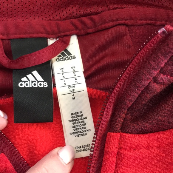 Adidas CLIMAWARM Jacket BQ8723 B1 Red Size Small Hoodie Zip Front EUC Track - Picture 9 of 12